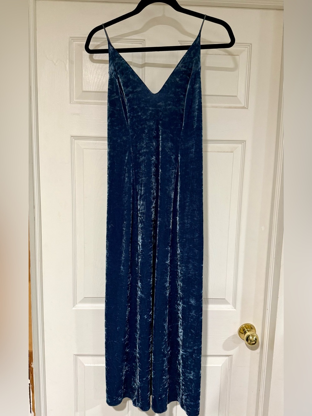 Elegant Teal Blue Velvet Slip Dress - Women